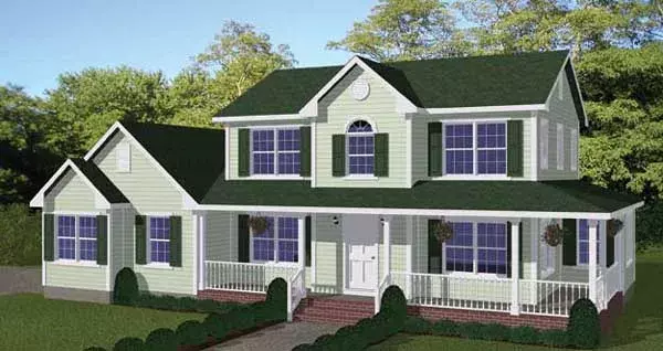 Country house plans 64-188 - front exterior, 1,841 sq ft, 4 bed, 3 bath house plans | Monster House Plans