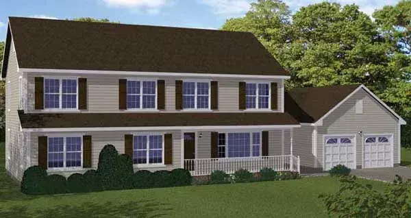 Traditional house plans 64-191 - front exterior, 2,446 sq ft, 4 bed, 2 bath house plans | Monster House Plans