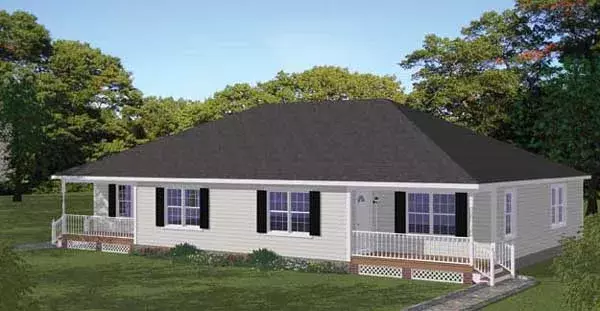 Traditional house plans 64-193 - front exterior, 1,872 sq ft, 4 bed, 2 bath house plans | Monster House Plans