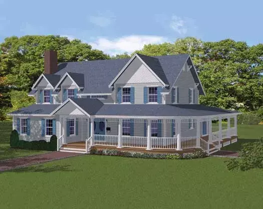 Country house plans 65-104 - front exterior, 4,808 sq ft, 3 bed, 3 bath house plans | Monster House Plans