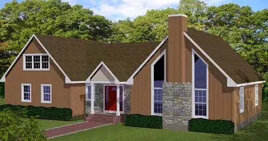 Contemporary house plans 65-108 - front exterior, 2,767 sq ft, 4 bed, 2 bath house plans | Monster House Plans