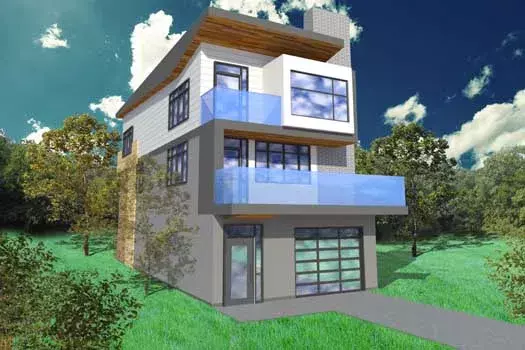 Modern house plans 67-106 - front exterior, 2,554 sq ft, 2 bed, 2 bath house plans | Monster House Plans