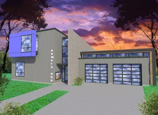 Modern house plans 67-107 - front exterior, 3,278 sq ft, 3 bed, 2 bath house plans | Monster House Plans