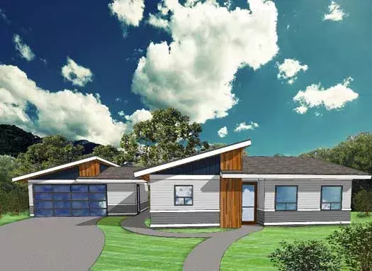 Modern house plans 67-108 - front exterior, 1,808 sq ft, 2 bed, 1 bath house plans | Monster House Plans