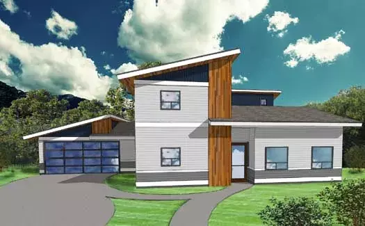Modern house plans 67-111 - front exterior, 2,753 sq ft, 4 bed, 3 bath house plans | Monster House Plans