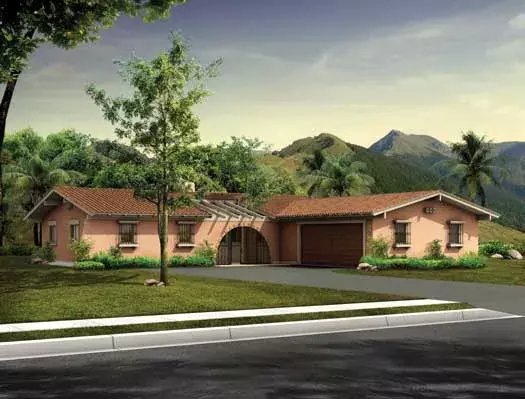 Southwest house plans 68-101 - front exterior, 1,695 sq ft, 3 bed, 2 bath house plans | Monster House Plans