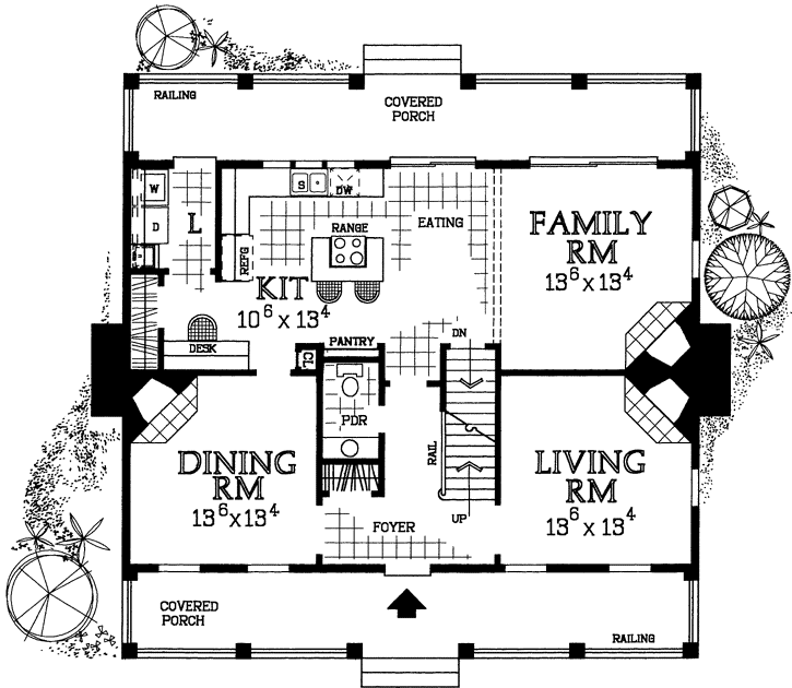 Farmhouse house plans 68-115 - main floor plan, 2,203 sq ft, 3 bed, 2 bath house plans | Monster House Plans