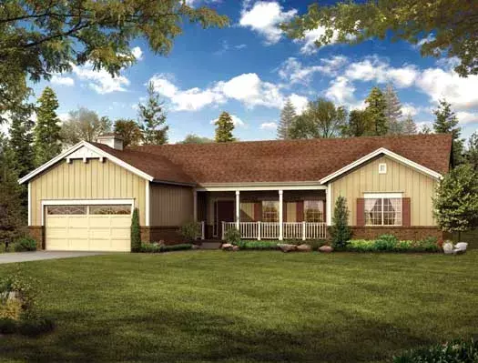Ranch house plans 68-128 - front exterior, 2,076 sq ft, 3 bed, 2 bath house plans | Monster House Plans
