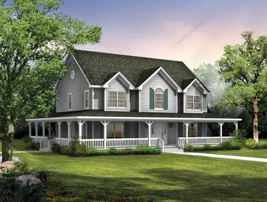 Country house plans 68-129 - front exterior, 2,407 sq ft, 4 bed, 2 bath house plans | Monster House Plans