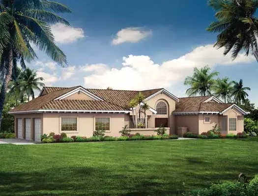 Sunbelt house plans 68-131 - front exterior, 2,086 sq ft, 3 bed, 2 bath house plans | Monster House Plans