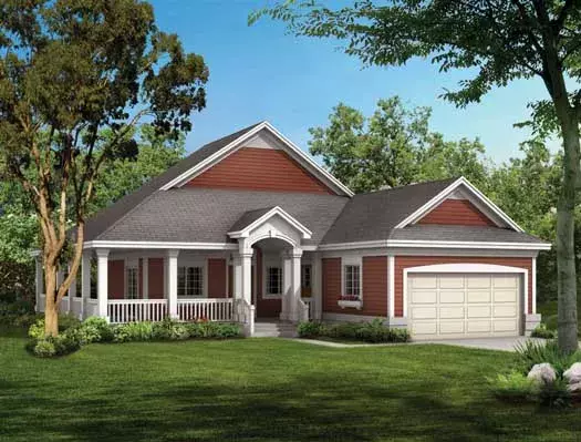 Southern house plans 68-136 - front exterior, 1,295 sq ft, 2 bed, 2 bath house plans | Monster House Plans