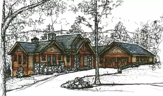 Mountain Rustic house plans 69-904 - front exterior, 5,423 sq ft, 4 bed, 3 bath house plans | Monster House Plans