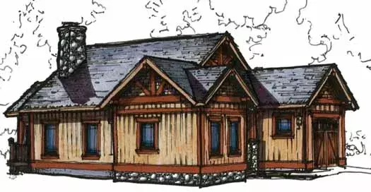 Craftsman house plans 69-906 - front exterior, 1,198 sq ft, 2 bed, 2 bath house plans | Monster House Plans