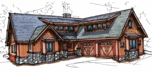 Bungalow house plans 69-908 - front exterior, 2,665 sq ft, 3 bed, 2 bath house plans | Monster House Plans