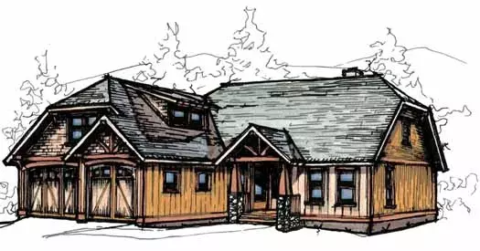 Mountain Rustic house plans 69-916 - front exterior, 2,072 sq ft, 3 bed, 2 bath house plans | Monster House Plans