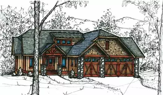 Craftsman house plans 69-918 - front exterior, 1,901 sq ft, 3 bed, 2 bath house plans | Monster House Plans