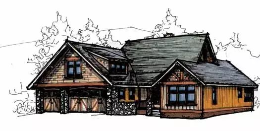 Craftsman house plans 69-919 - front exterior, 2,108 sq ft, 3 bed, 2 bath house plans | Monster House Plans