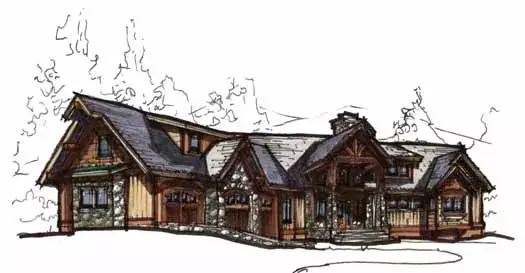 Mountain Rustic house plans 69-921 - front exterior, 4,812 sq ft, 4 bed, 4 bath house plans | Monster House Plans