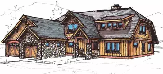 Mountain Rustic house plans 69-922 - front exterior, 3,627 sq ft, 3 bed, 3 bath house plans | Monster House Plans