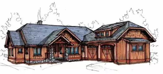 Mountain Rustic house plans 69-923 - front exterior, 2,836 sq ft, 3 bed, 2 bath house plans | Monster House Plans