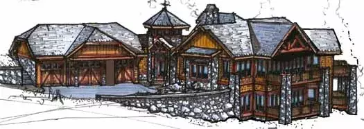 Mountain Rustic house plans 69-925 - front exterior, 5,150 sq ft, 3 bed, 2 bath house plans | Monster House Plans