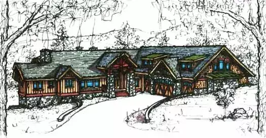 Mountain Rustic house plans 69-926 - front exterior, 4,551 sq ft, 4 bed, 4 bath house plans | Monster House Plans