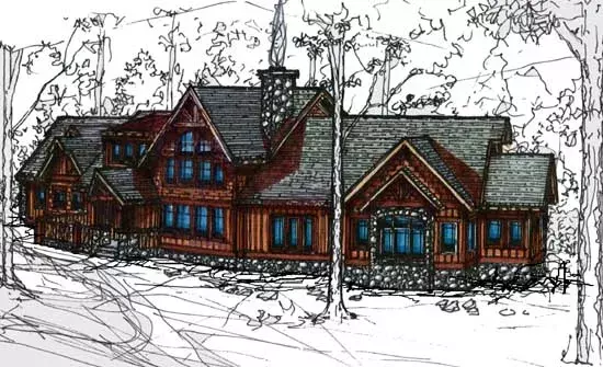 Mountain Rustic house plans 69-928 - front exterior, 2,842 sq ft, 3 bed, 3 bath house plans | Monster House Plans