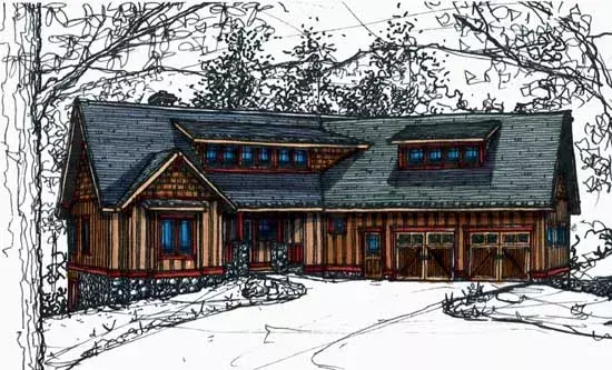 Bungalow house plans 69-929 - front exterior, 2,386 sq ft, 3 bed, 2 bath house plans | Monster House Plans
