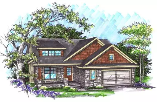 Bungalow house plans 7-1012 - front exterior, 1,303 sq ft, 2 bed, 2 bath house plans | Monster House Plans