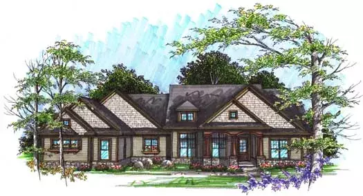 Craftsman house plans 7-1014 - front exterior, 2,988 sq ft, 2 bed, 2 bath house plans | Monster House Plans