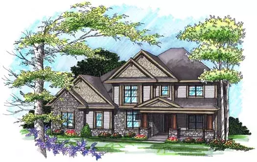 Craftsman house plans 7-1016 - front exterior, 3,217 sq ft, 4 bed, 3 bath house plans | Monster House Plans