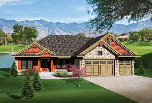 Craftsman house plans 7-1021 - front exterior, 1,884 sq ft, 3 bed, 2 bath house plans | Monster House Plans