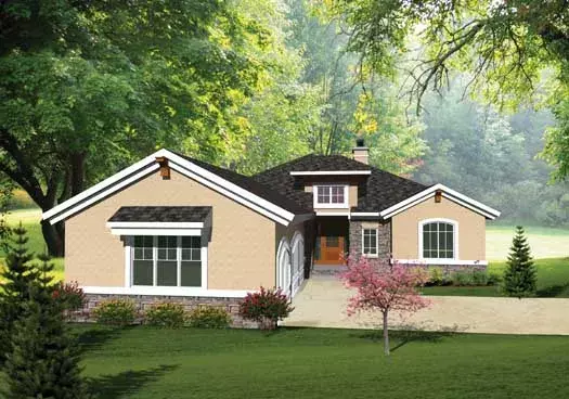 Traditional house plans 7-1024 - front exterior, 1,993 sq ft, 2 bed, 2 bath house plans | Monster House Plans