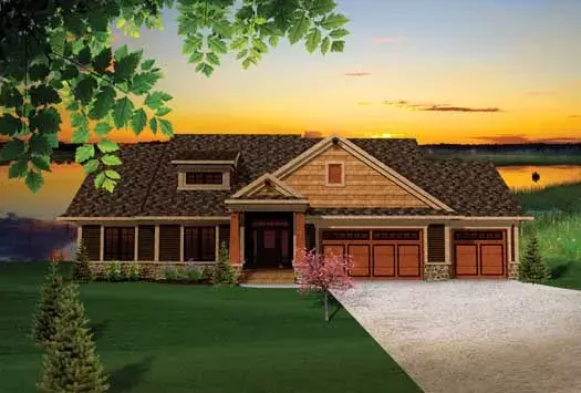 Bungalow house plans 7-1026 - front exterior, 2,032 sq ft, 3 bed, 2 bath house plans | Monster House Plans