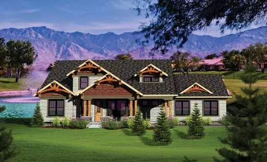 Mountain Rustic house plans 7-1036 - front exterior, 3,045 sq ft, 4 bed, 3 bath house plans | Monster House Plans