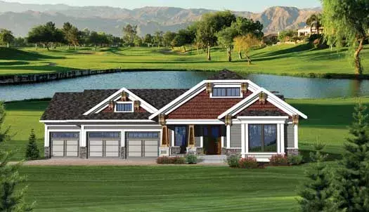 Bungalow house plans 7-1044 - front exterior, 1,617 sq ft, 2 bed, 2 bath house plans | Monster House Plans