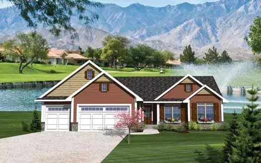 Traditional house plans 7-1046 - front exterior, 1,664 sq ft, 3 bed, 2 bath house plans | Monster House Plans