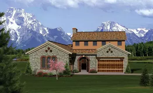 Tuscan house plans 7-1051 - front exterior, 2,067 sq ft, 2 bed, 2 bath house plans | Monster House Plans