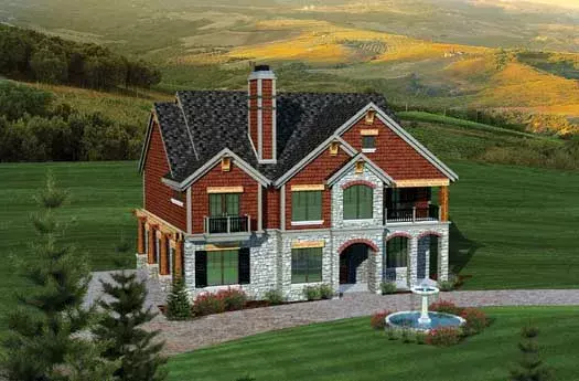 European house plans 7-1057 - front exterior, 2,746 sq ft, 3 bed, 3 bath house plans | Monster House Plans
