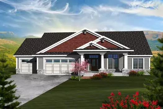Craftsman house plans 7-1081 - front exterior, 2,898 sq ft, 5 bed, 3 bath house plans | Monster House Plans