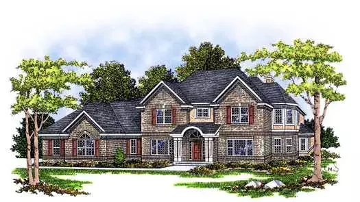 European house plans 7-110 - front exterior, 3,291 sq ft, 4 bed, 3 bath house plans | Monster House Plans