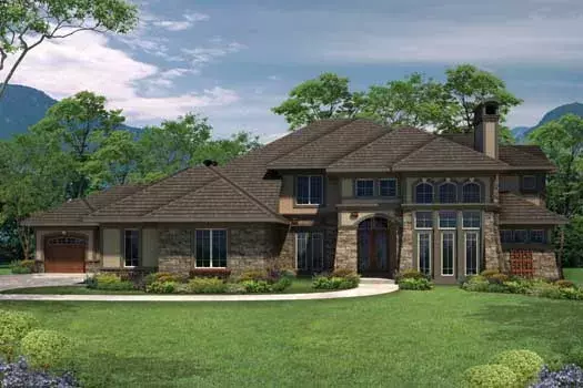 European house plans 7-1107 - front exterior, 4,459 sq ft, 4 bed, 4 bath house plans | Monster House Plans