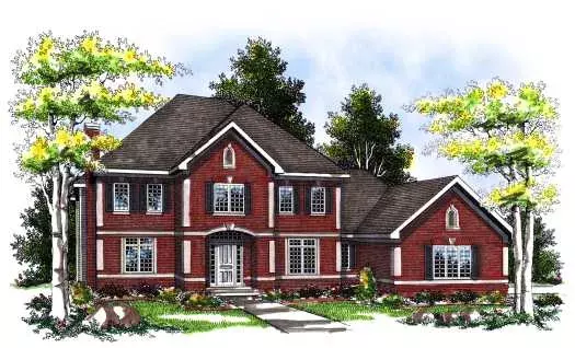 Colonial house plans 7-111 - front exterior, 2,845 sq ft, 3 bed, 3 bath house plans | Monster House Plans