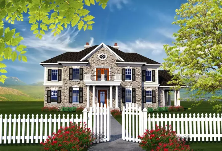 Southern Colonial house plans 7-1122 - front exterior, 3,622 sq ft, 4 bed, 2 bath house plans | Monster House Plans