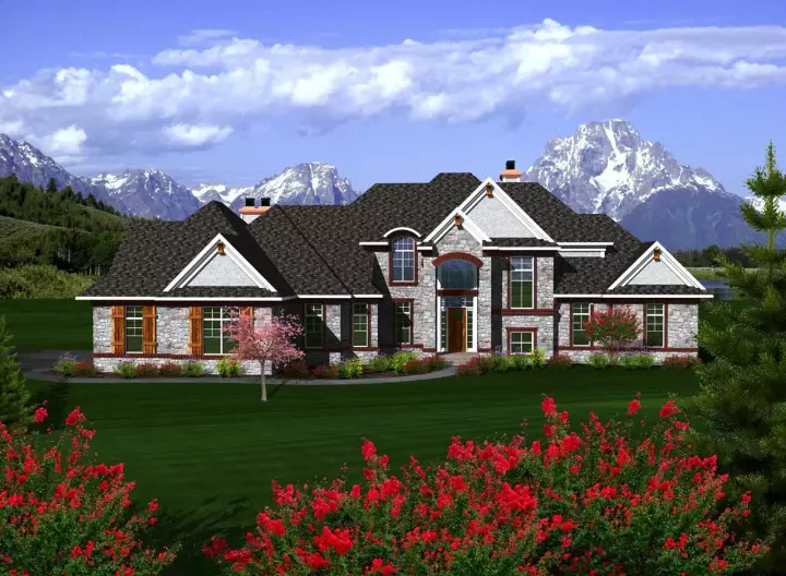 Traditional house plans 7-1123 - front exterior, 3,745 sq ft, 3 bed, 3 bath house plans | Monster House Plans