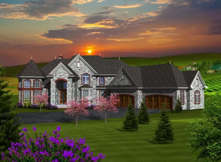European house plans 7-1128 - front exterior, 4,540 sq ft, 4 bed, 4 bath house plans | Monster House Plans