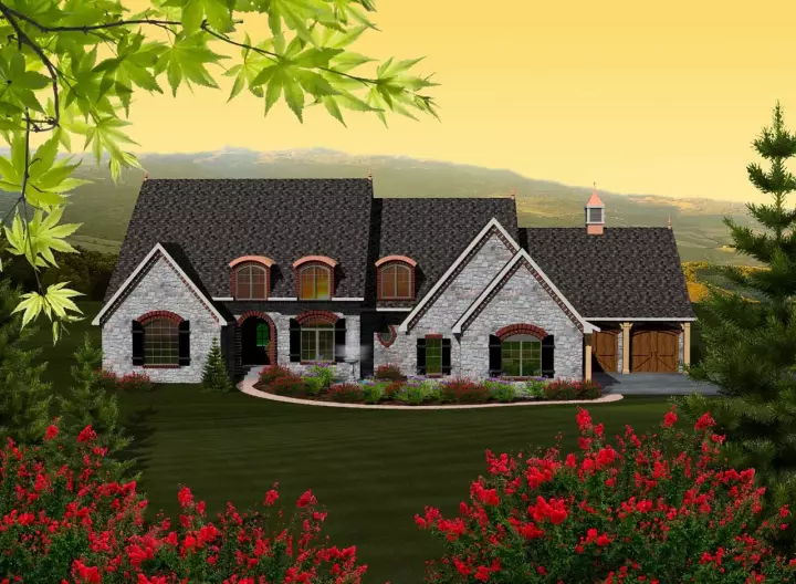 French Country house plans 7-1129 - front exterior, 4,565 sq ft, 4 bed, 3 bath house plans | Monster House Plans