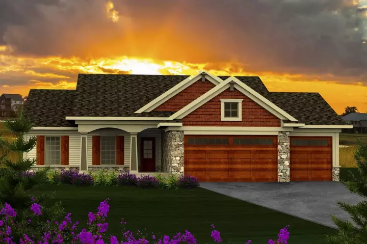 Craftsman house plans 7-1133 - front exterior, 1,351 sq ft, 3 bed, 2 bath house plans | Monster House Plans