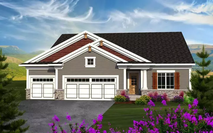 Craftsman house plans 7-1136 - front exterior, 1,660 sq ft, 3 bed, 2 bath house plans | Monster House Plans