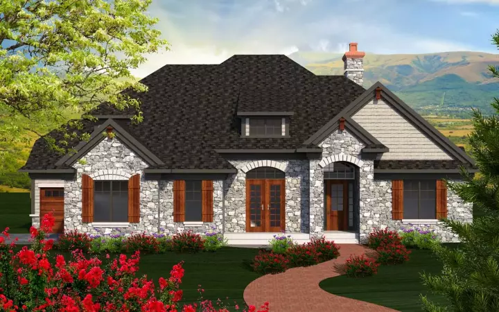 English Country house plans 7-1153 - front exterior, 2,854 sq ft, 4 bed, 2 bath house plans | Monster House Plans
